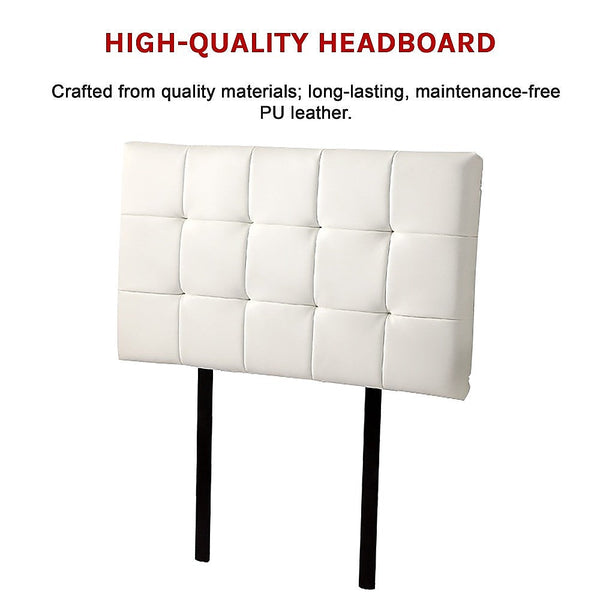 Palermo Pu Leather Single Bed Deluxe Headboard Bedhead White Headboards & Footboards