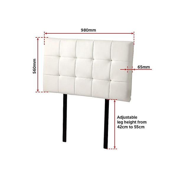 Palermo Pu Leather Single Bed Deluxe Headboard Bedhead White Headboards & Footboards