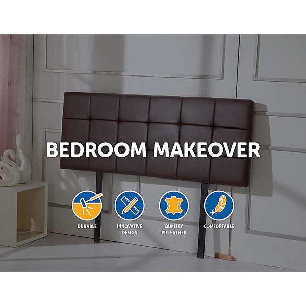 Palermo Pu Leather Double Bed Deluxe Headboard Bedhead Brown Headboards & Footboards