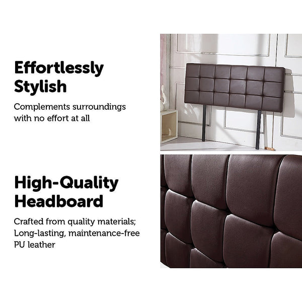 Palermo Pu Leather Double Bed Deluxe Headboard Bedhead Brown Headboards & Footboards