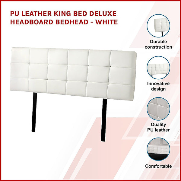 Palermo 1 Sets Of Pu Leather King Bed Deluxe Headboard Bedhead White Headboards & Footboards