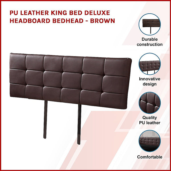 Palermo Pu Leather King Bed Deluxe Headboard Bedhead Brown Headboards & Footboards