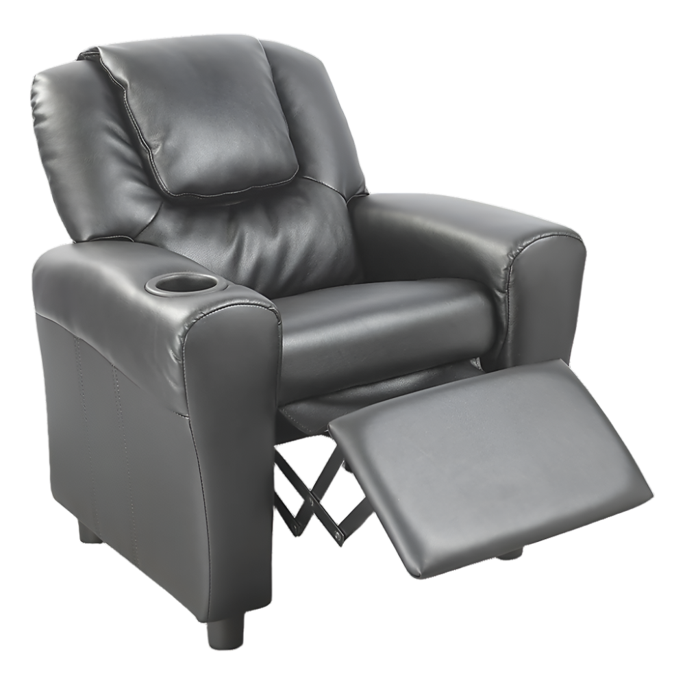 Palermo Pu Leather Kids Recliner With Drink Holder Kids Chairs