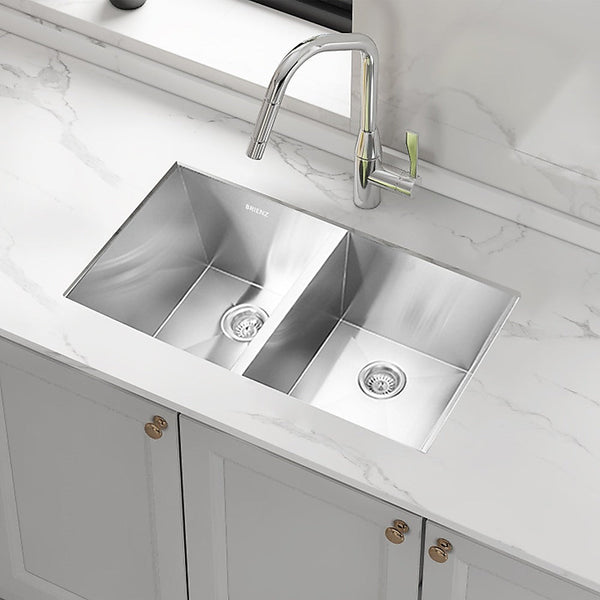 Brienz 820X457mm Handmade Stainless Steel Undermount / Topmount Kitchen Laundry Sink With Waste Kitchen Sinks