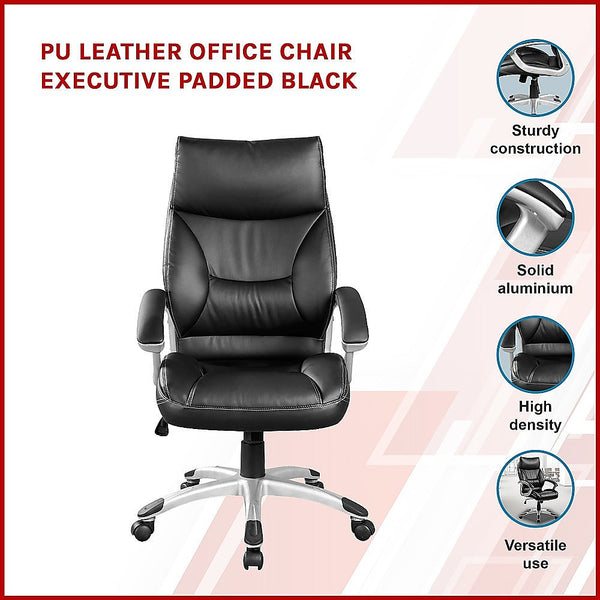 Palermo Pu Leather Office Chair Executive Padded Black Office Chairs