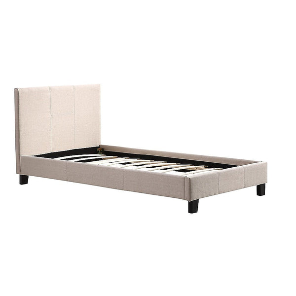 Single Linen Fabric Bed Frame Beige Single Bed Frames