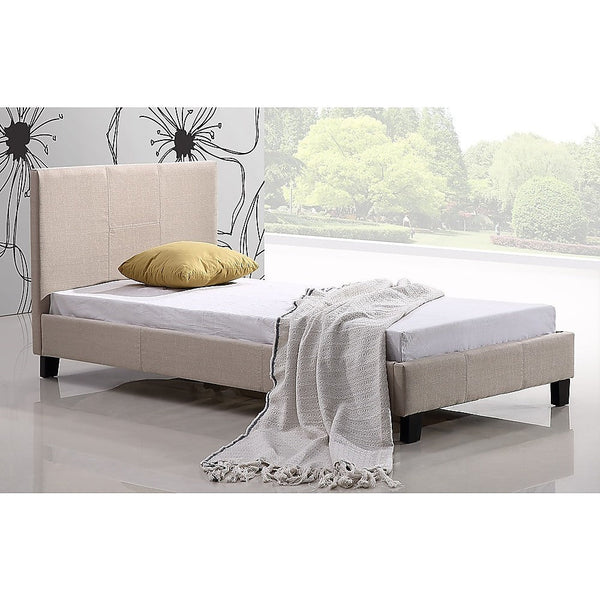 Single Linen Fabric Bed Frame Beige Single Bed Frames