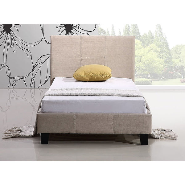 Single Linen Fabric Bed Frame Beige Single Bed Frames