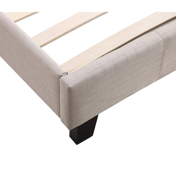Single Linen Fabric Bed Frame Beige Single Bed Frames