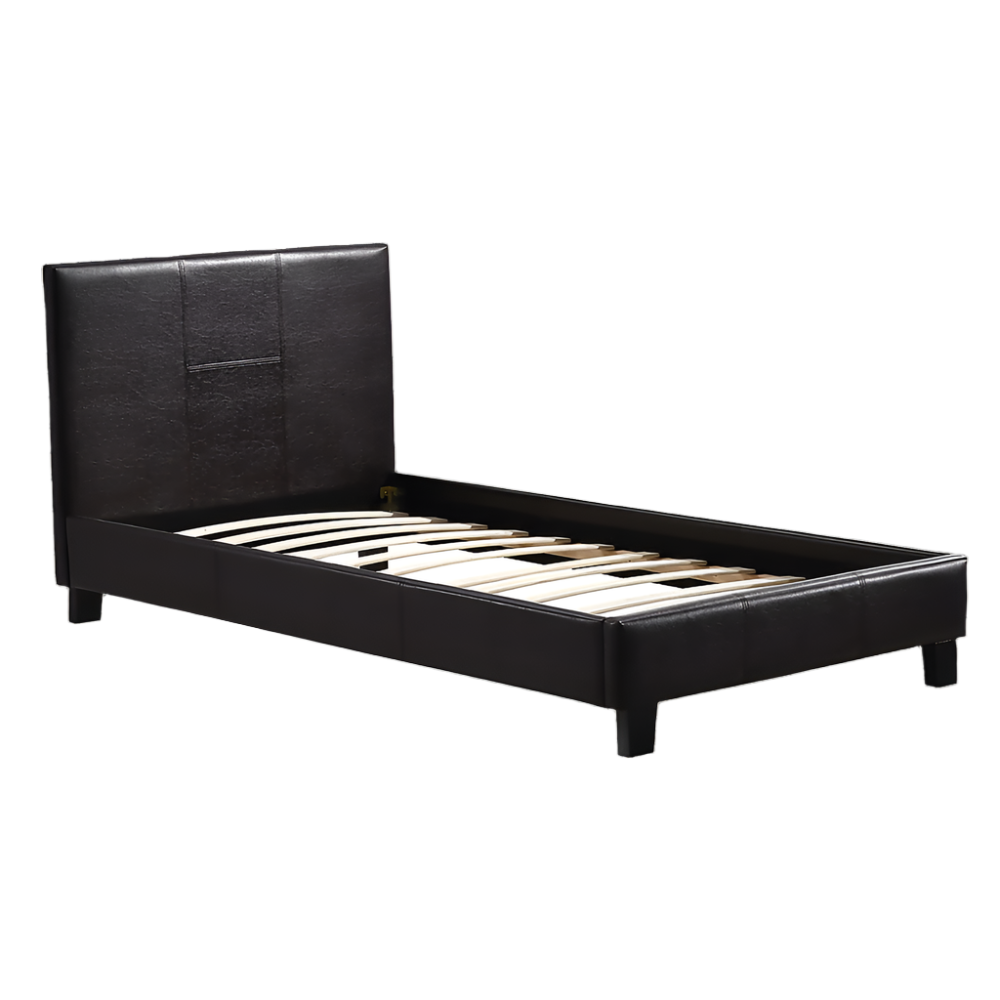 Palermo Single Pu Leather Bed Frame Brown Single Bed Frames