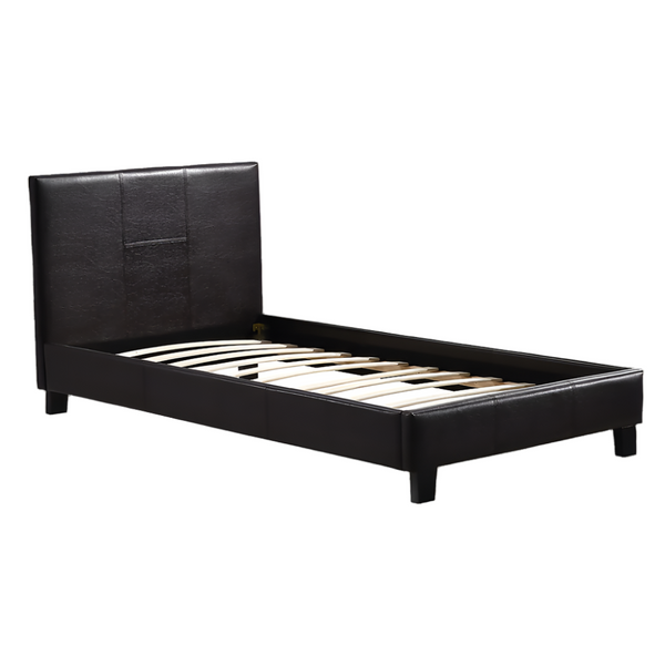 Palermo Single Pu Leather Bed Frame Brown Single Bed Frames
