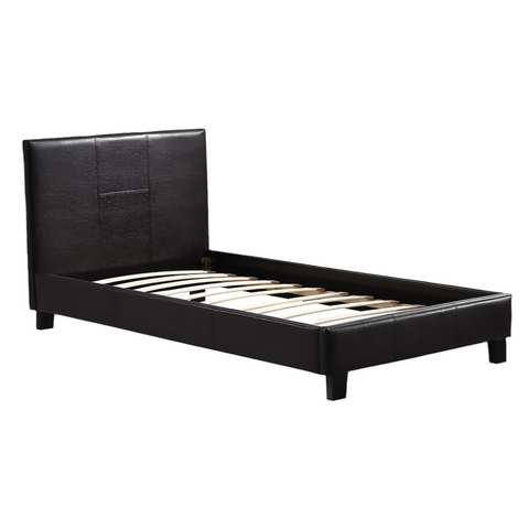 Palermo Single Pu Leather Bed Frame Brown Single Bed Frames