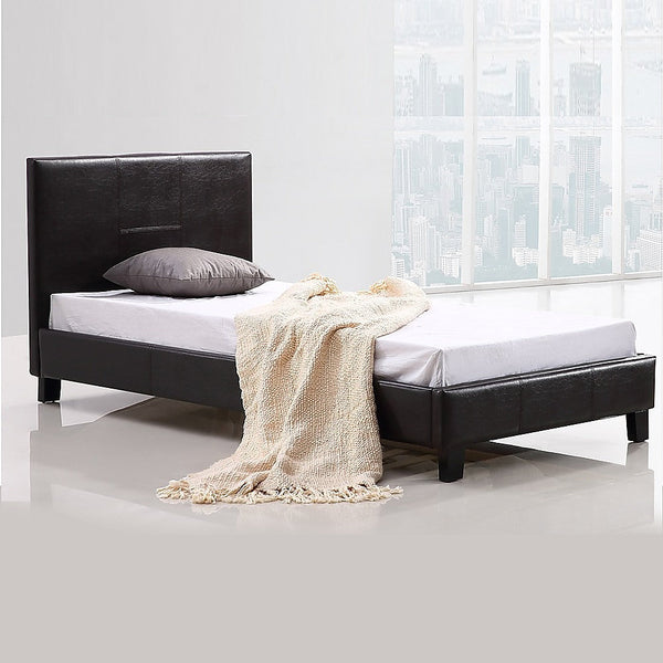 Palermo Single Pu Leather Bed Frame Brown Single Bed Frames