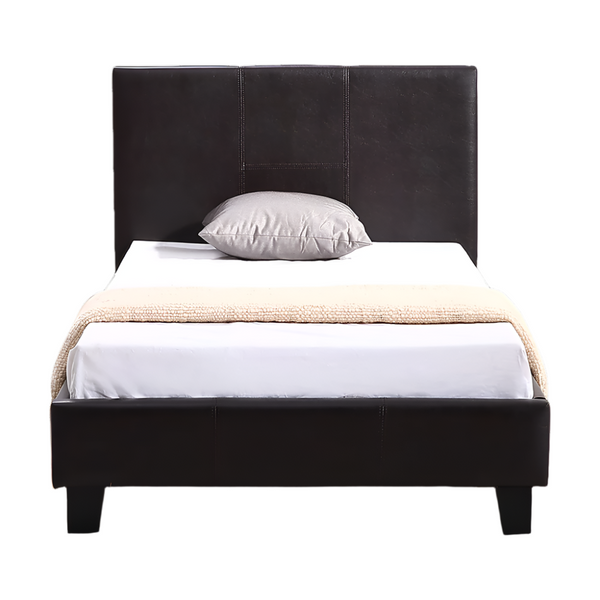 Palermo Single Pu Leather Bed Frame Brown Single Bed Frames