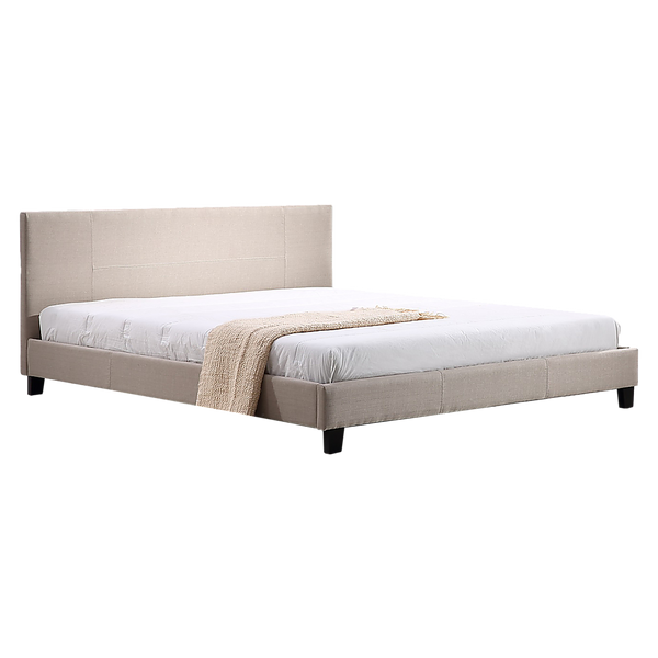 Palermo King Linen Fabric Bed Frame Beige King Bed Frames