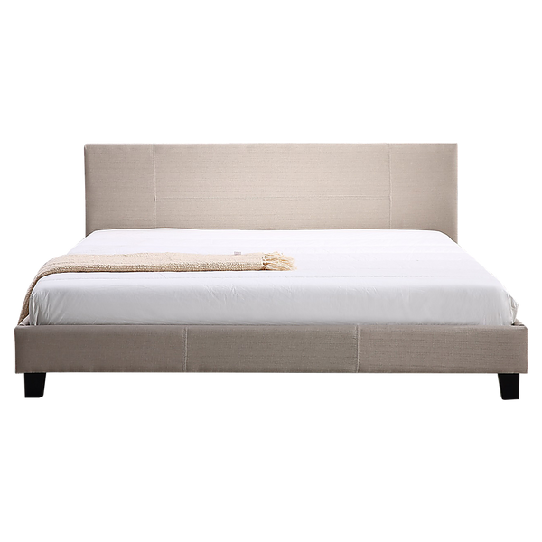 Palermo King Linen Fabric Bed Frame Beige King Bed Frames