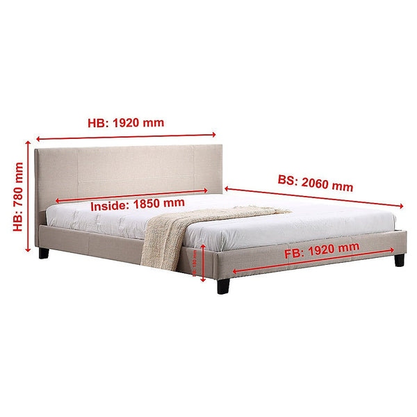 Palermo King Linen Fabric Bed Frame Beige King Bed Frames