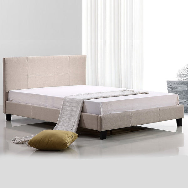 Palermo Double Linen Fabric Bed Frame Beige Double Bed Frames