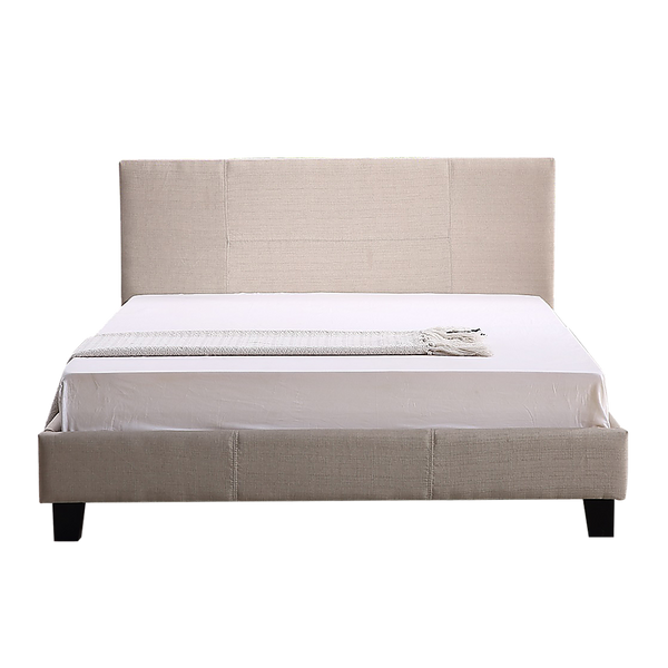 Palermo Double Linen Fabric Bed Frame Beige Double Bed Frames