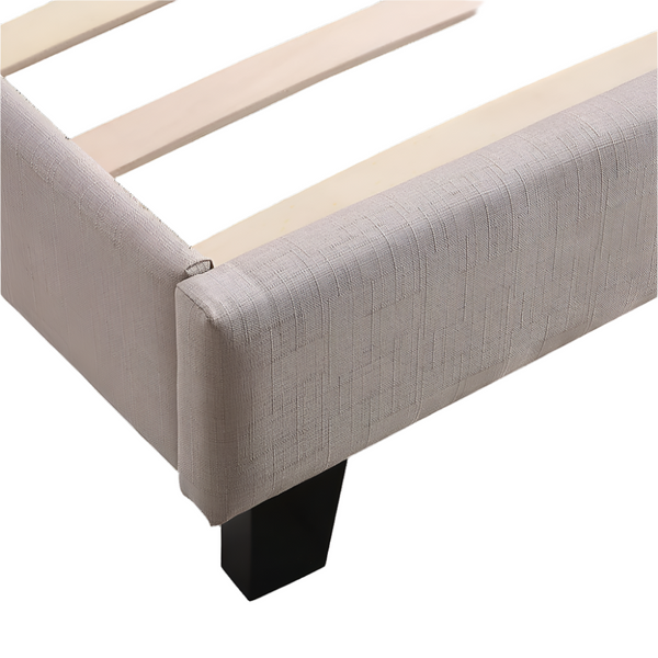 Palermo Queen Linen Fabric Bed Frame Beige Queen Bed Frames