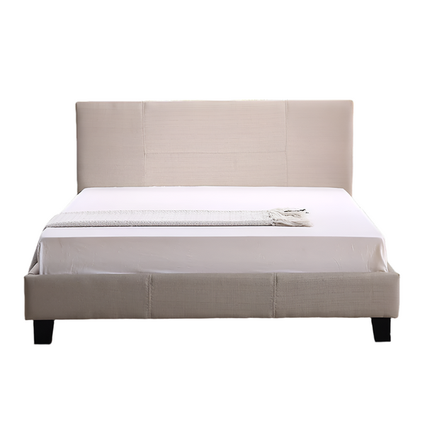 Palermo Queen Linen Fabric Bed Frame Beige Queen Bed Frames