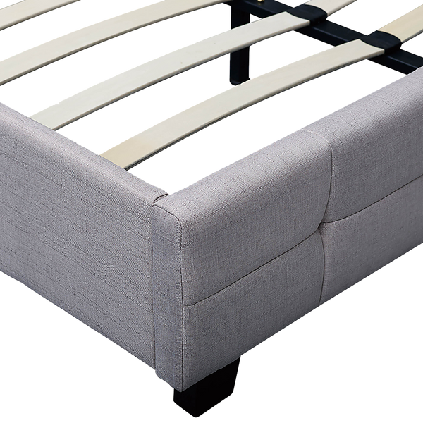 Palermo Linen Fabric Queen Deluxe Bed Frame Beige Queen Bed Frames