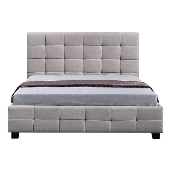 Palermo Linen Fabric Queen Deluxe Bed Frame Beige Queen Bed Frames