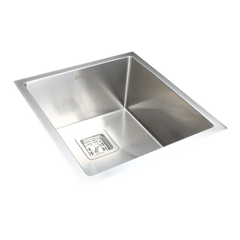 Brienz 430X455mm Handmade 1.5Mm Stainless Steel Undermount / Topmount Kitchen Sink With Square Waste Kitchen Sinks