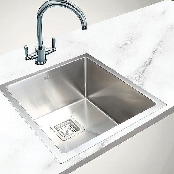 Brienz 430X455mm Handmade 1.5Mm Stainless Steel Undermount / Topmount Kitchen Sink With Square Waste Kitchen Sinks