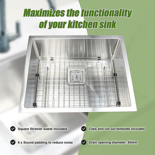Brienz 430X455mm Handmade 1.5Mm Stainless Steel Undermount / Topmount Kitchen Sink With Square Waste Kitchen Sinks