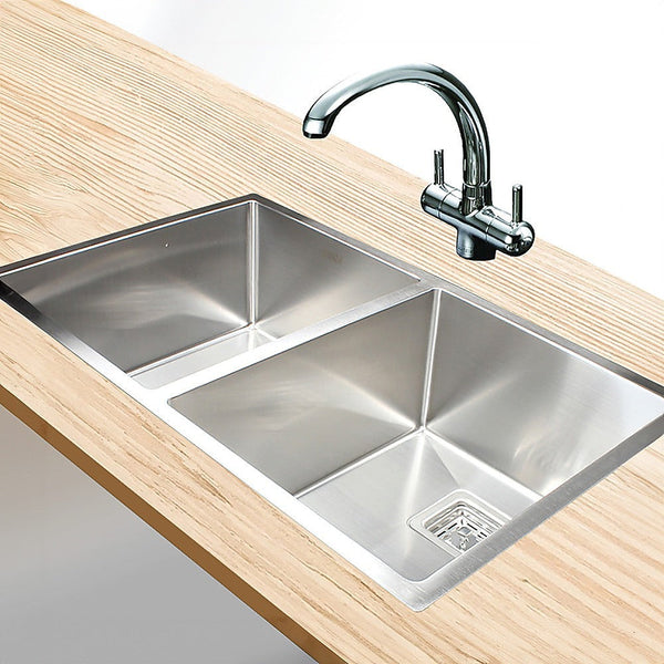 Brienz 835X505mm Handmade 1.5Mm Stainless Steel Undermount / Topmount Kitchen Sink With Square Waste Kitchen Sinks