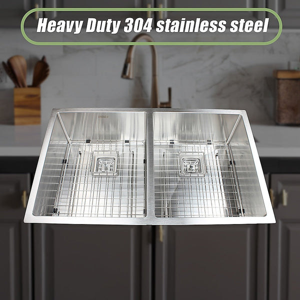 Brienz 835X505mm Handmade 1.5Mm Stainless Steel Undermount / Topmount Kitchen Sink With Square Waste Kitchen Sinks