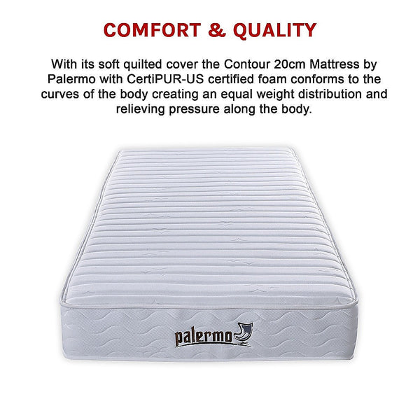 Palermo Contour 20Cm Encased Coil King Single Mattress Certipur Us Foam Mattresses