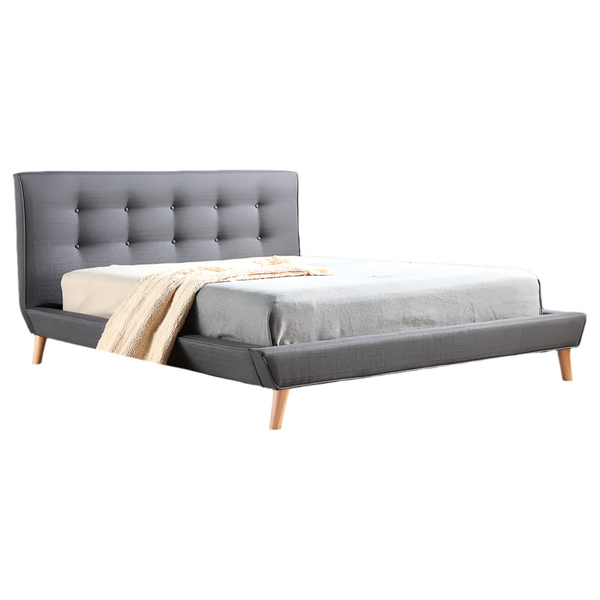 Palermo Queen Linen Fabric Deluxe Bed Frame Grey Queen Bed Frames