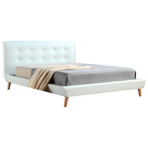 Palermo Queen Pu Leather Deluxe Bed Frame White Queen Bed Frames