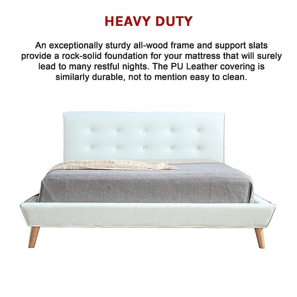 Palermo Queen Pu Leather Deluxe Bed Frame White Queen Bed Frames