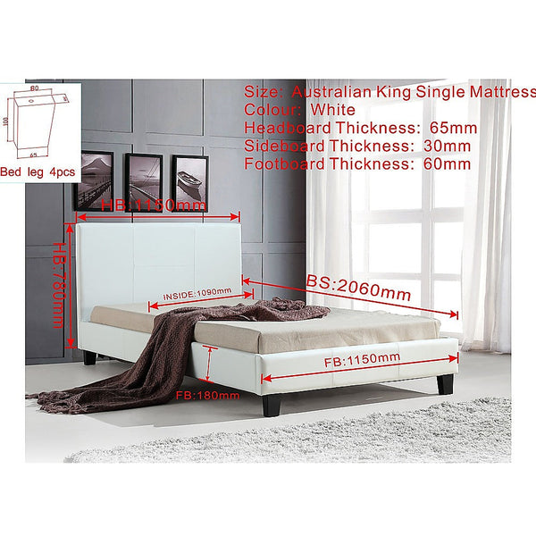 Palermo King Single Pu Leather Bed Frame White King Single Bed Frames