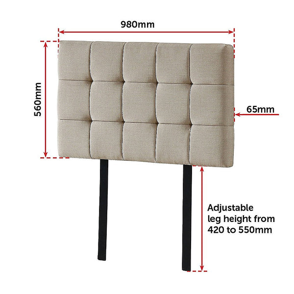 Palermo Linen Fabric Single Bed Deluxe Headboard Bedhead Beige Headboards & Footboards