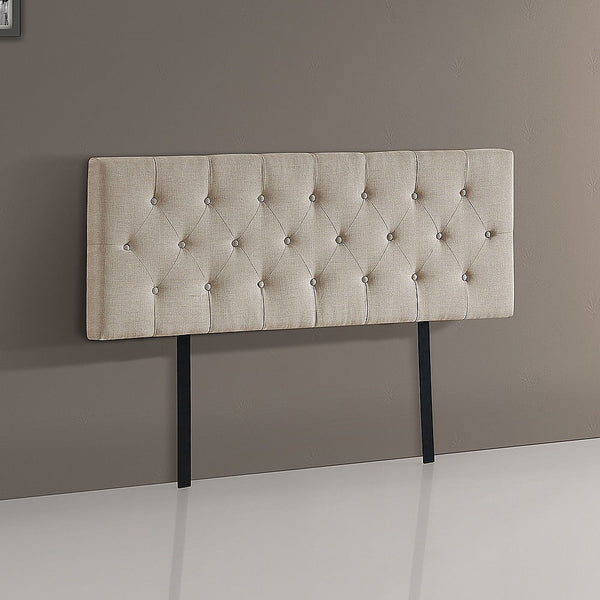 Palermo Linen Fabric Queen Bed Deluxe Headboard Bedhead Beige Headboards & Footboards