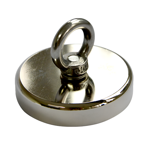 Round Neodymium Fishing Mag Net With Countersunk Hole And Eyebolt 500 Lbs Pull Lifting Magnets