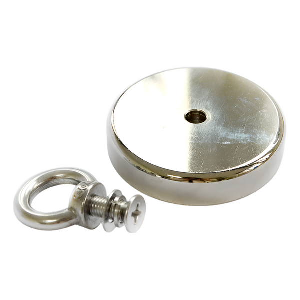 Round Neodymium Fishing Mag Net With Countersunk Hole And Eyebolt 500 Lbs Pull Lifting Magnets