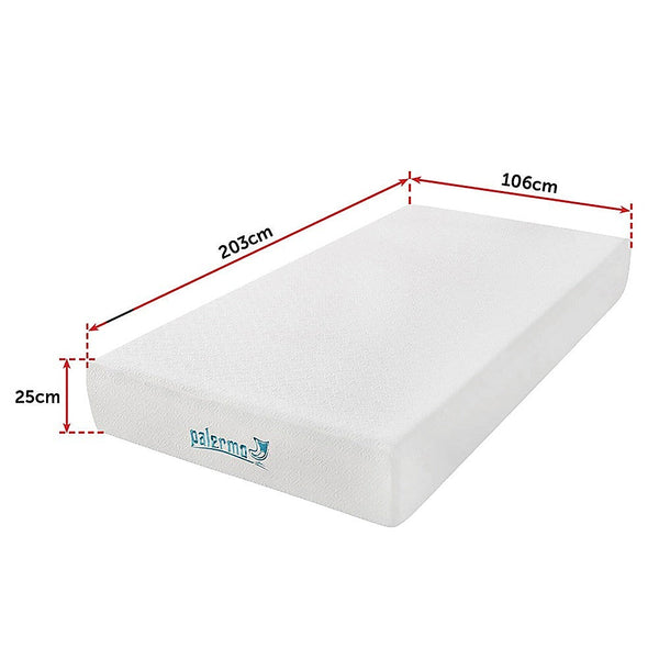 Palermo King Single 25Cm Gel Memory Foam Mattress Dual Layered Certipur Us Mattresses