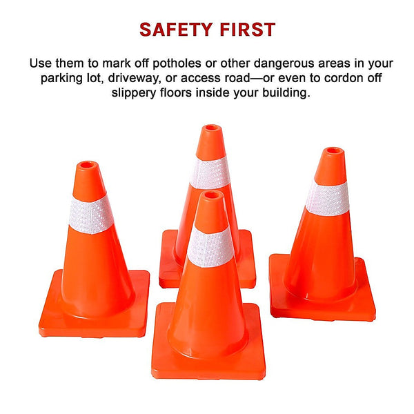 Randy & Travis Machinery 4Pcs 45Cm Road Traffic Cones Reflective Overlap Parking Emergency Safety Safety Cones Posts Barriers