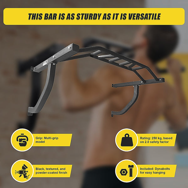 Wall Mounted Multi Grip Chin Up Bar Upper Body Training Pull Up Bars