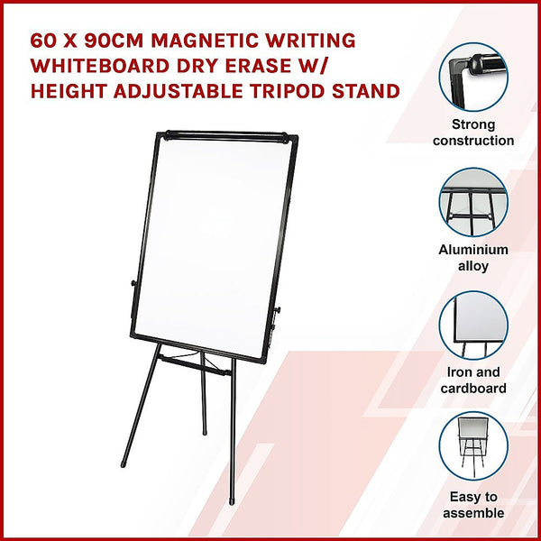 Randy & Travis Machinery 60 X 90Cm Magnetic Writing Whiteboard Dry Erase W/ Height Tripod Stand Whiteboards