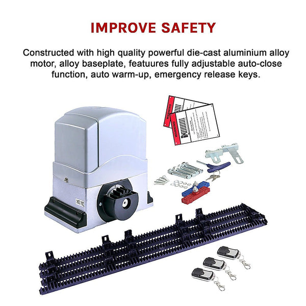 Randy & Travis Machinery 1200Kg Auto Slide Sliding Gate Opener Automatic W 4M Rail Gate Openers