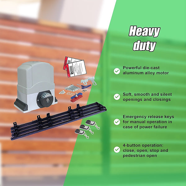 Randy & Travis Machinery 1800Kg Auto Slide Sliding Gate Opener Automatic W 4M Rail Gate Openers