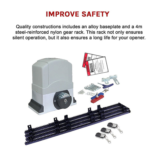 Randy & Travis Machinery 1800Kg Auto Slide Sliding Gate Opener Automatic W 4M Rail Gate Openers
