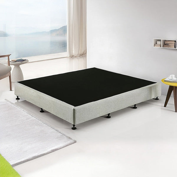 Palermo King Ensemble Bed Base Platinum Light Grey Linen Fabric King Bed Frames