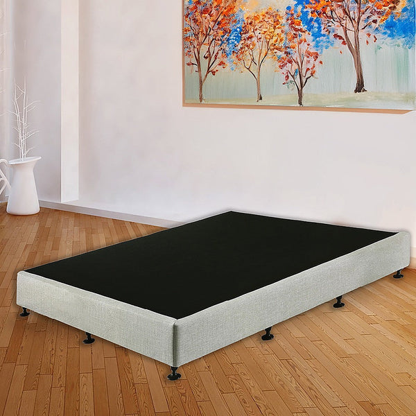 Palermo King Ensemble Bed Base Platinum Light Grey Linen Fabric King Bed Frames